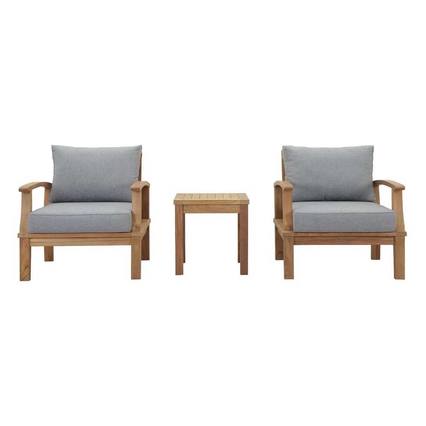 Marina 3 Piece Outdoor Patio Teak Furniture Set in Natural Gray by Modway (1487) Conversation Set Modway 