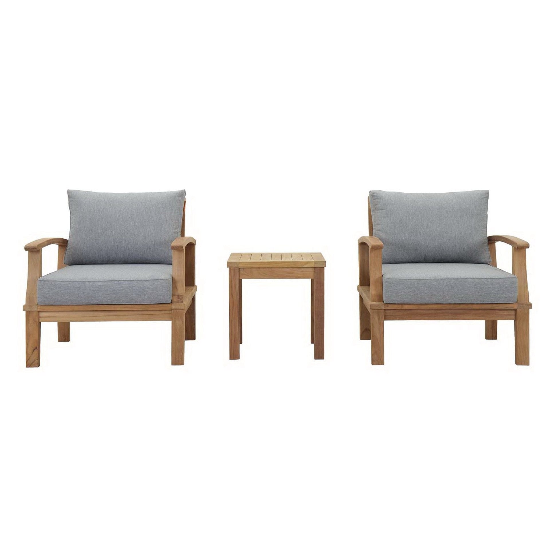 Marina 3 Piece Outdoor Patio Teak Furniture Set in Natural Gray by Modway (1487) Conversation Set Modway 