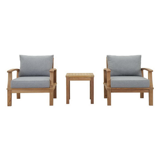Marina 3 Piece Outdoor Patio Teak Furniture Set in Natural Gray by Modway (1487) Conversation Set Modway 