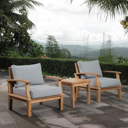 Marina 3 Piece Outdoor Patio Teak Furniture Set in Natural Gray by Modway (1487) Conversation Set Modway 