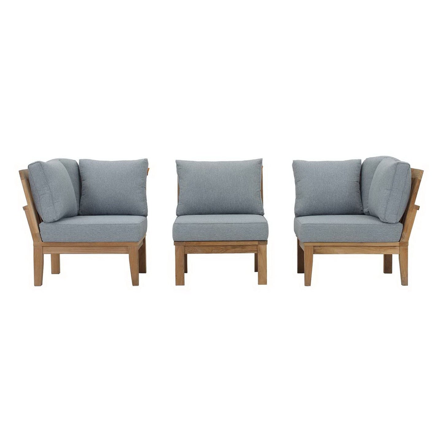 Marina 3 Piece Outdoor Patio Teak Furniture Set in Natural Gray by Modway (1820) Sectional Set Modway 