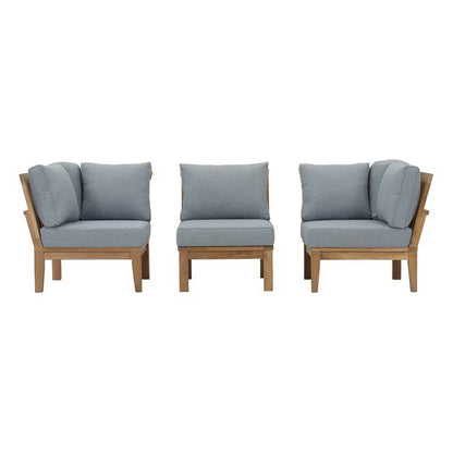 Marina 3 Piece Outdoor Patio Teak Furniture Set in Natural Gray by Modway (1820) Sectional Set Modway 