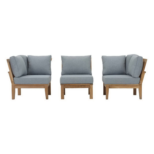 Marina 3 Piece Outdoor Patio Teak Furniture Set in Natural Gray by Modway (1820) Sectional Set Modway 