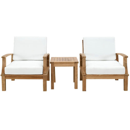 Marina 3 Piece Outdoor Patio Teak Furniture Set in Natural White by Modway (1487) Conversation Set Modway 