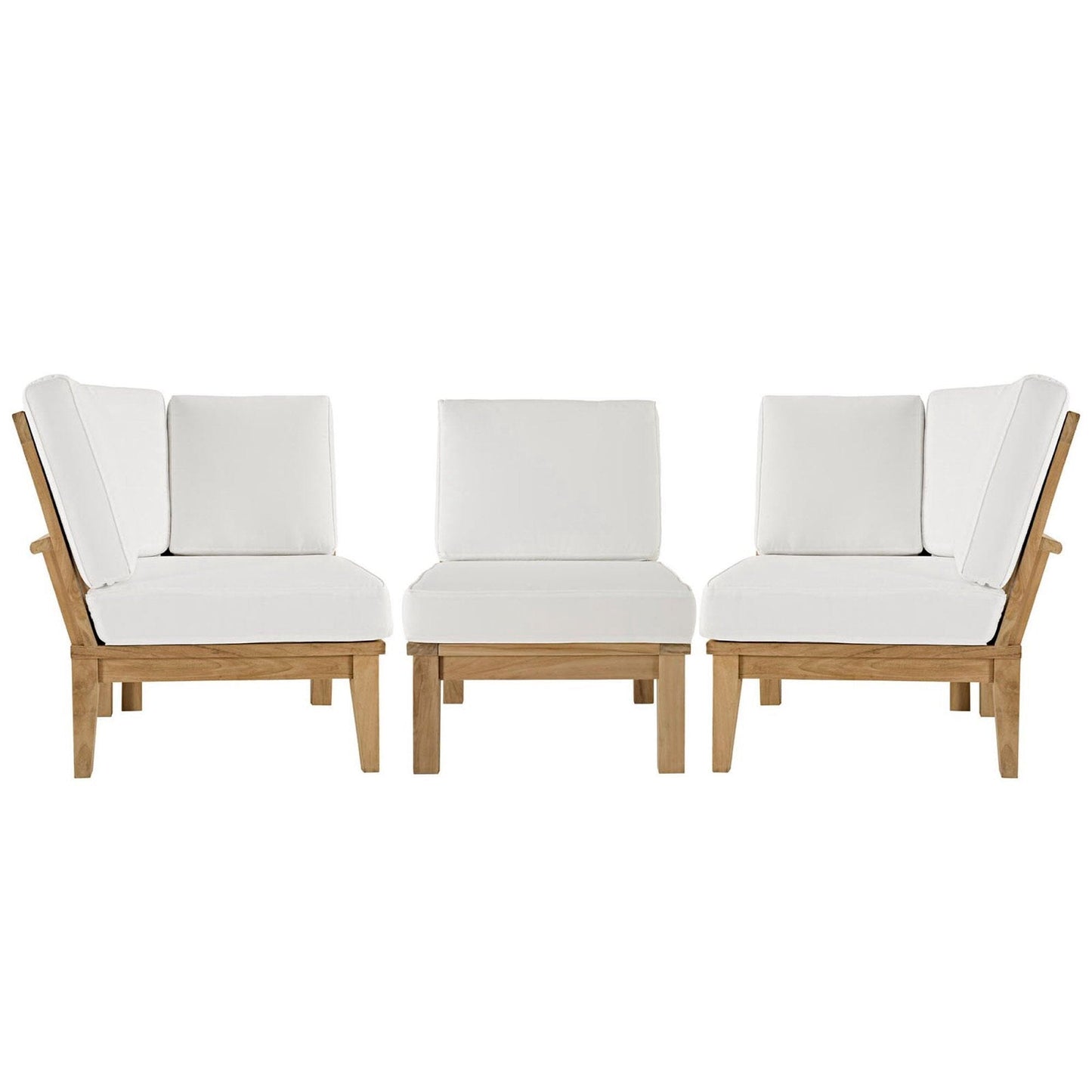 Marina 3 Piece Outdoor Patio Teak Furniture Set in Natural White by Modway (1820) Sectional Set Modway 