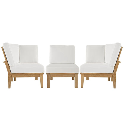 Marina 3 Piece Outdoor Patio Teak Furniture Set in Natural White by Modway (1820) Sectional Set Modway 