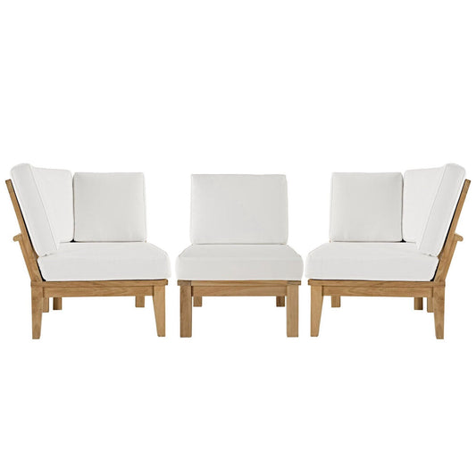 Marina 3 Piece Outdoor Patio Teak Furniture Set in Natural White by Modway (1820) Sectional Set Modway 