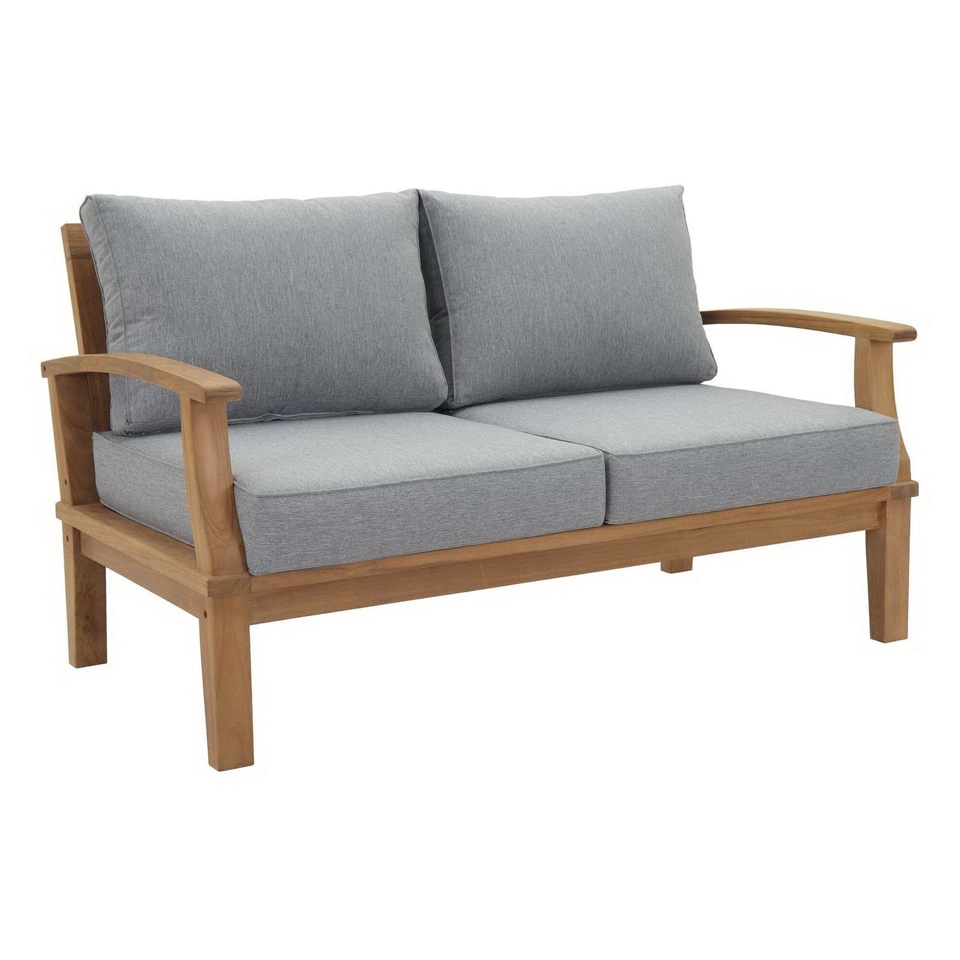 Marina 4 Piece Outdoor Patio Teak Conversation Set in Natural Gray by Modway Conversation Set Modway 