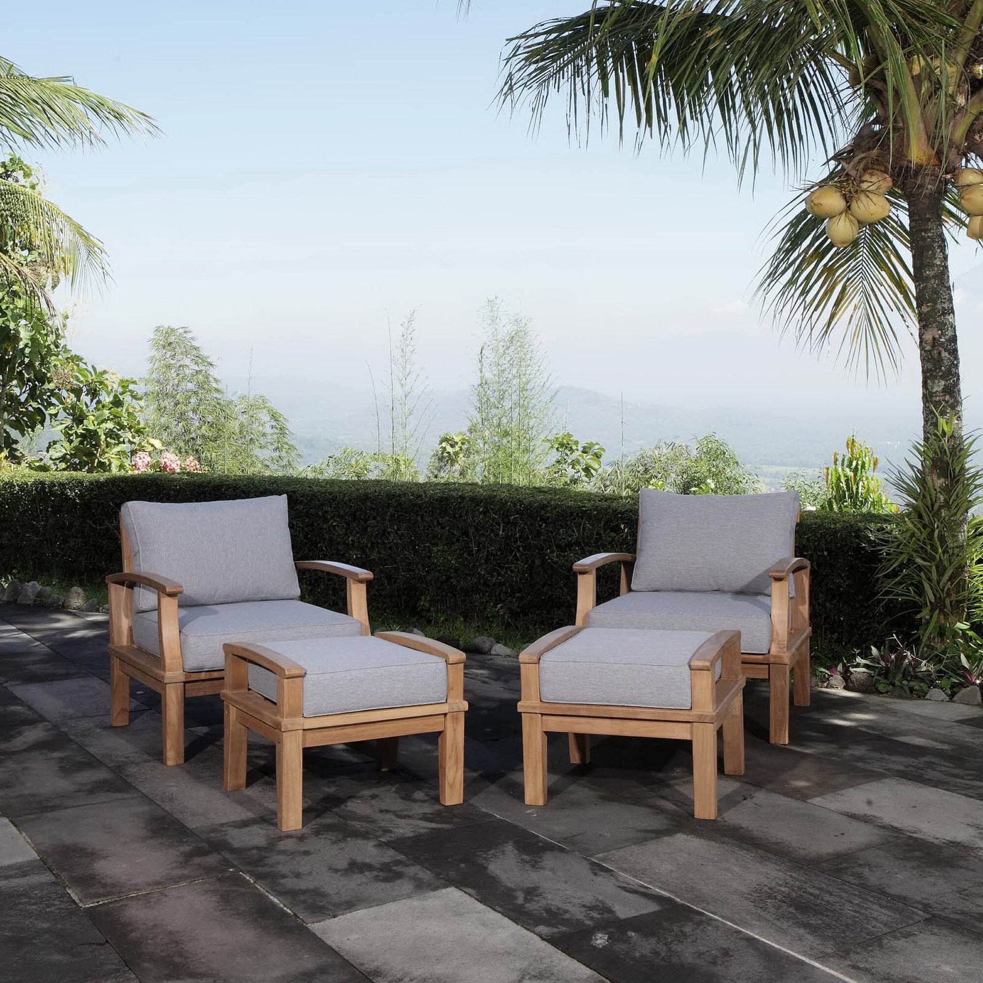 Marina 4 Piece Outdoor Patio Teak Furniture Set in Natural Gray by Modway (1537) Conversation Set Modway 