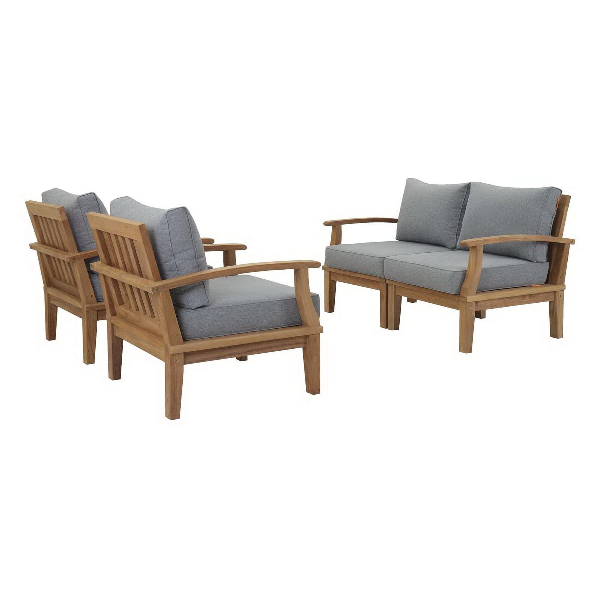 Marina 4 Piece Outdoor Patio Teak Furniture Set in Natural Gray by Modway (1818) Conversation Set Modway 