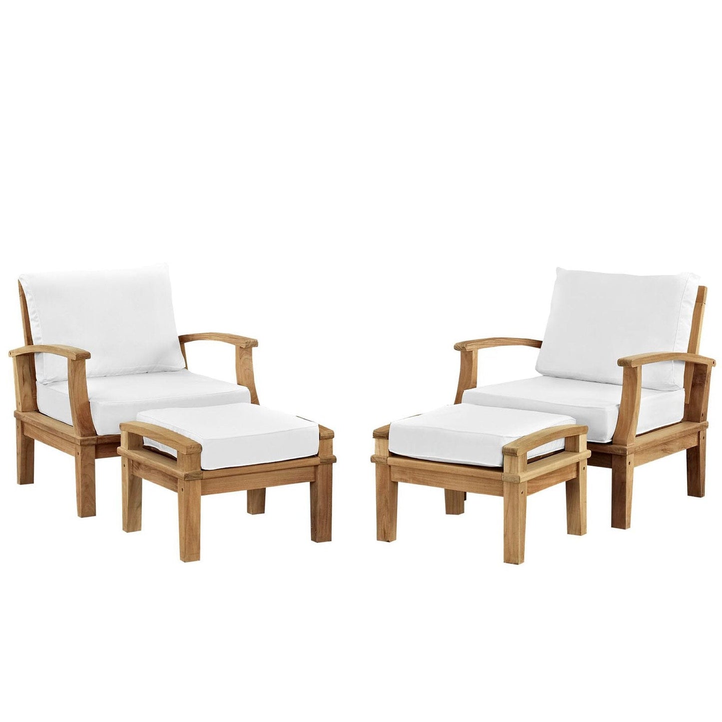 Marina 4 Piece Outdoor Patio Teak Furniture Set in Natural White by Modway (1537) Conversation Set Modway 