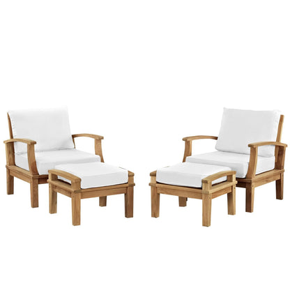 Marina 4 Piece Outdoor Patio Teak Furniture Set in Natural White by Modway (1537) Conversation Set Modway 