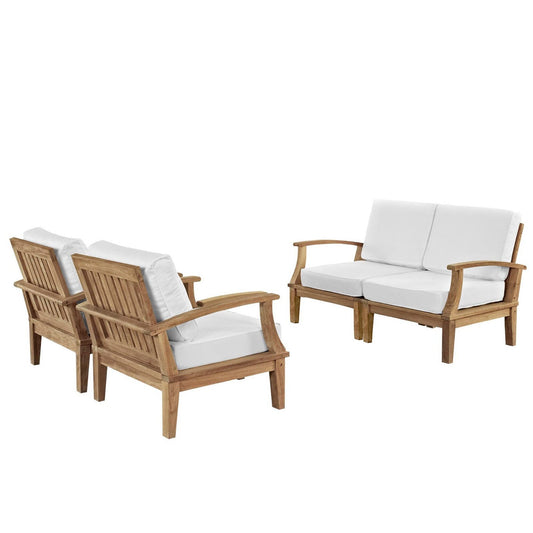 Marina 4 Piece Outdoor Patio Teak Furniture Set in Natural White by Modway (1818) Conversation Set Modway 