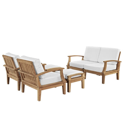 Marina 6 Piece Outdoor Patio Teak Furniture Set in Natural White by Modway (1597) Conversation Set Modway 