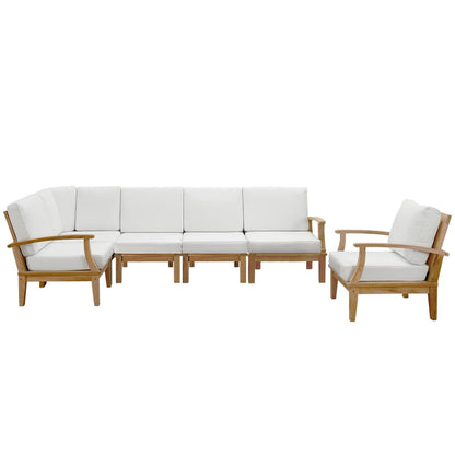 Marina 6 Piece Outdoor Patio Teak Seating Set in Natural White by Modway Conversation Set Modway 