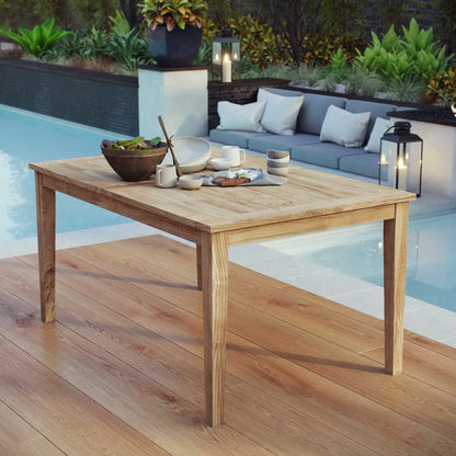 Marina 60" Outdoor Patio Teak Rectangular Dining Table in Natural by Modway Dining Table Modway 