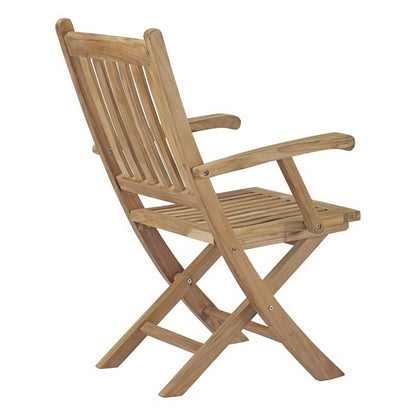 Marina 7 Piece Outdoor Patio Teak Dining Set with Folding Armchairs by Modway Dining Set Modway 