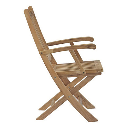 Marina 7 Piece Outdoor Patio Teak Dining Set with Folding Armchairs by Modway Dining Set Modway 