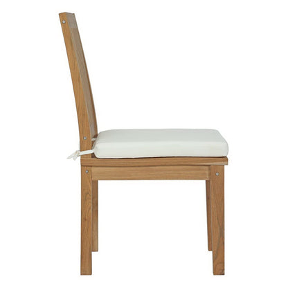 Marina 7 Piece Outdoor Patio Teak Dining Set with Side Chairs in Natural White by Modway Dining Set Modway 