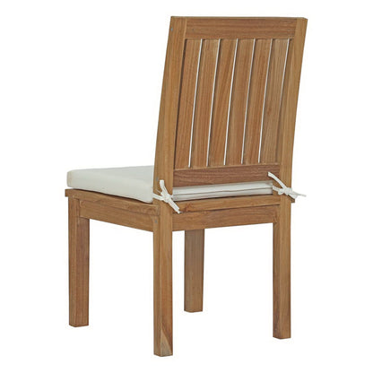 Marina 7 Piece Outdoor Patio Teak Dining Set with Side Chairs in Natural White by Modway Dining Set Modway 