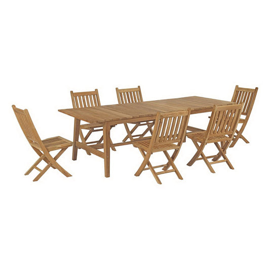 Marina 7 Piece Outdoor Patio Teak Furniture Set in Natural by Modway (3309) Dining Set Modway 