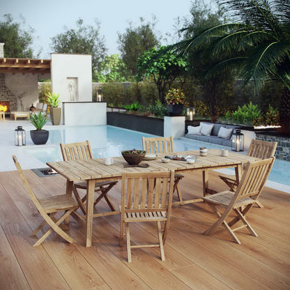Marina 7 Piece Outdoor Patio Teak Furniture Set in Natural by Modway (3309) Dining Set Modway 