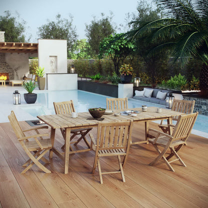 Marina 7 Piece Outdoor Patio Teak Furniture Set in Natural by Modway (3310) Dining Set Modway 