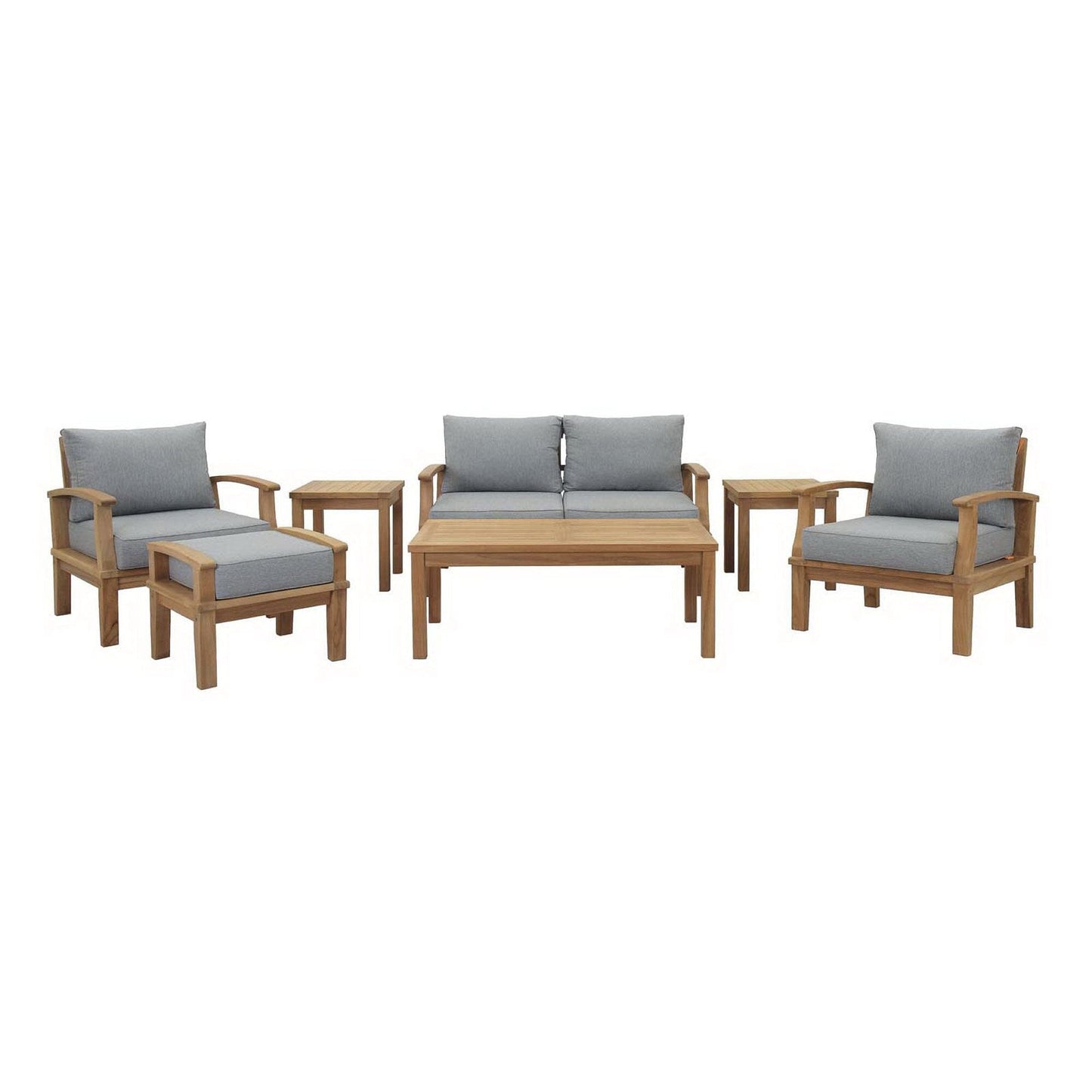 Marina 7 Piece Outdoor Patio Teak Furniture Set in Natural Gray by Modway Conversation Set Modway 