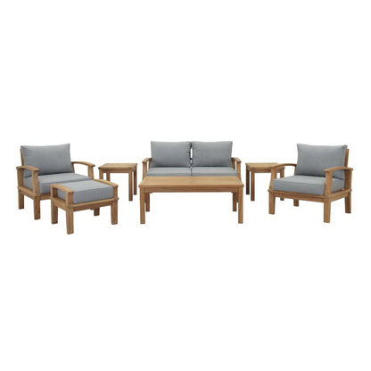 Marina 7 Piece Outdoor Patio Teak Furniture Set in Natural Gray by Modway Conversation Set Modway 