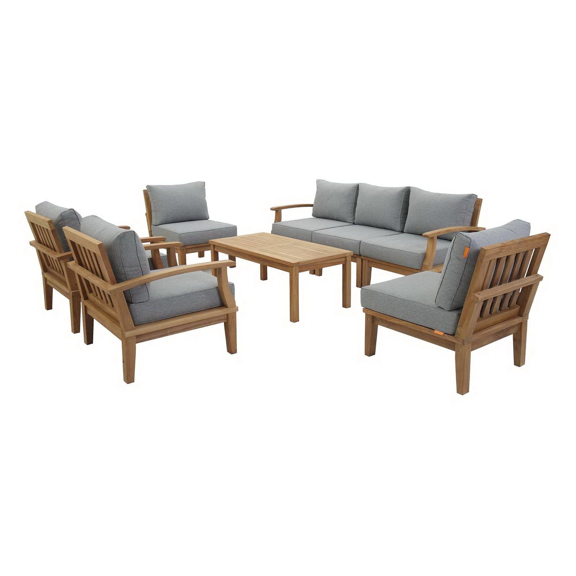 Marina 8 Piece Outdoor Patio Teak Set in Natural Gray by Modway Conversation Set Modway 
