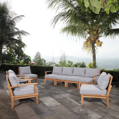 Marina 8 Piece Outdoor Patio Teak Set in Natural Gray by Modway Conversation Set Modway 