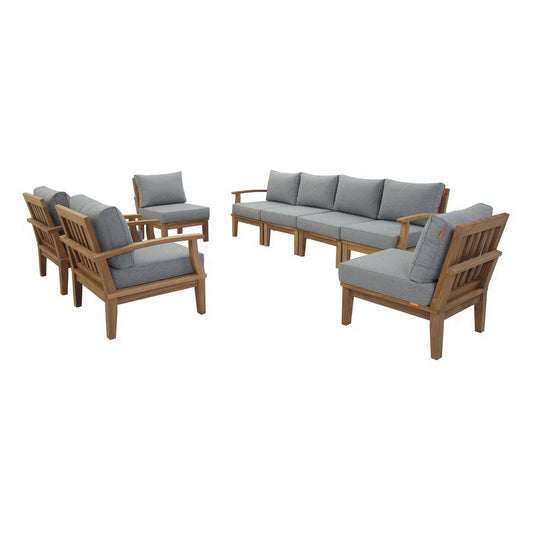 Marina 8 Piece Outdoor Patio Teak Set in Natural Gray by Modway Conversation Set Modway 
