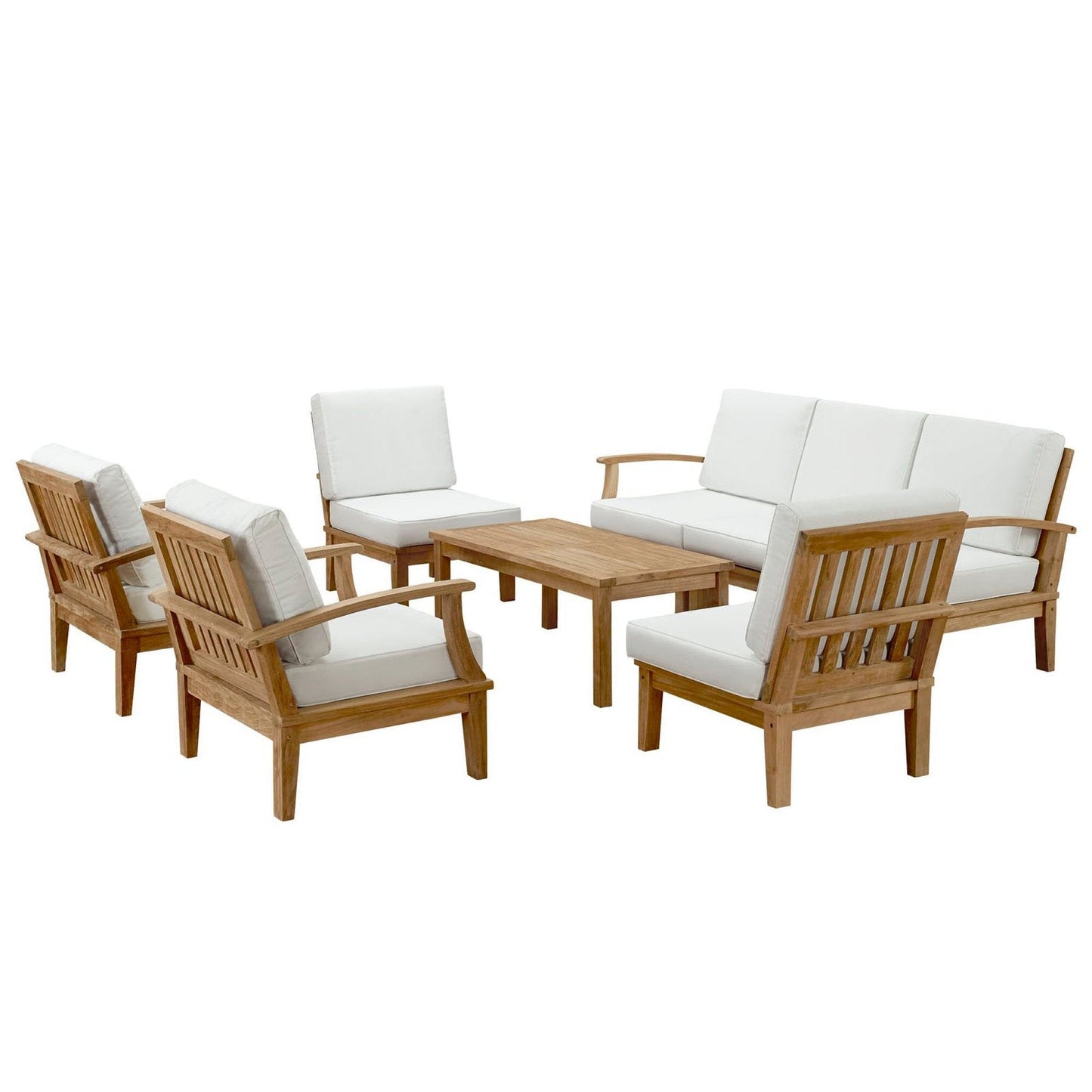 Marina 8 Piece Outdoor Patio Teak Set in Natural White by Modway Conversation Set Modway 