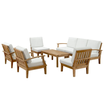 Marina 8 Piece Outdoor Patio Teak Set in Natural White by Modway Conversation Set Modway 