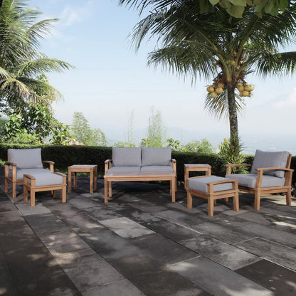 Marina 8-Piece Outdoor Patio Teak Set - Natural Gray by Modway Conversation Set Modway 