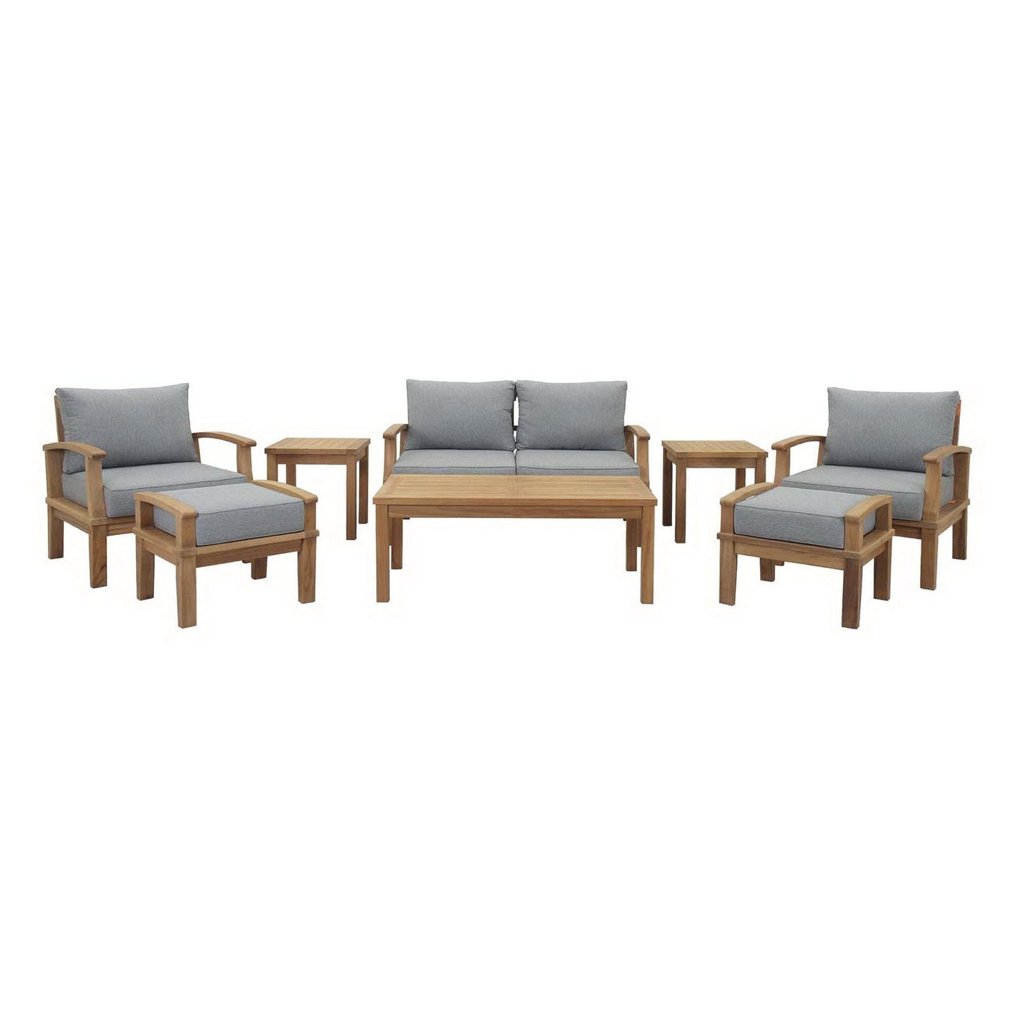 Marina 8-Piece Outdoor Patio Teak Set - Natural Gray by Modway Conversation Set Modway 