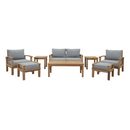 Marina 8-Piece Outdoor Patio Teak Set - Natural Gray by Modway Conversation Set Modway 