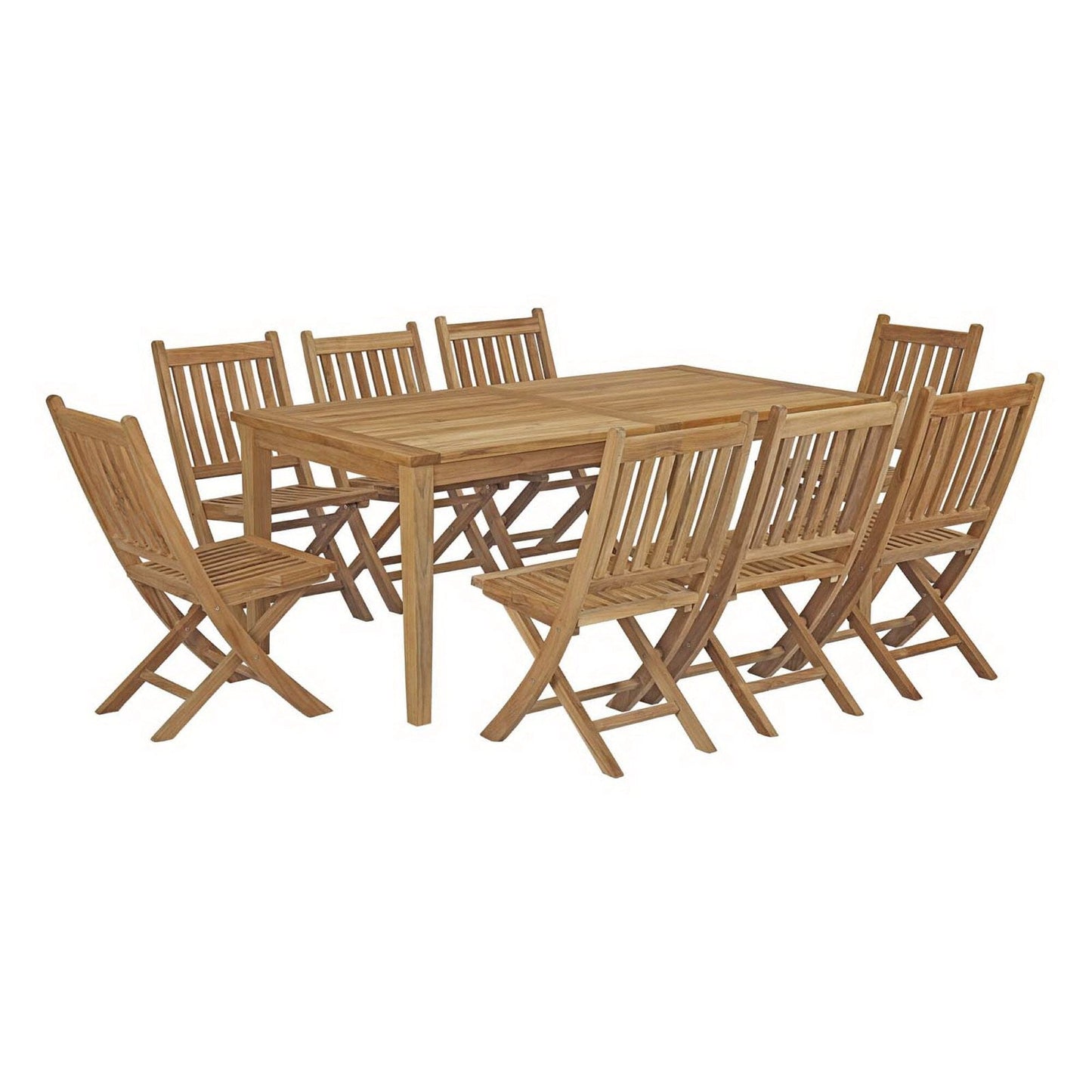 Marina 9 Piece Outdoor Patio Teak Furniture Set in Natural by Modway (3204) Dining Set Modway 