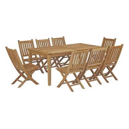 Marina 9 Piece Outdoor Patio Teak Furniture Set in Natural by Modway (3204) Dining Set Modway 