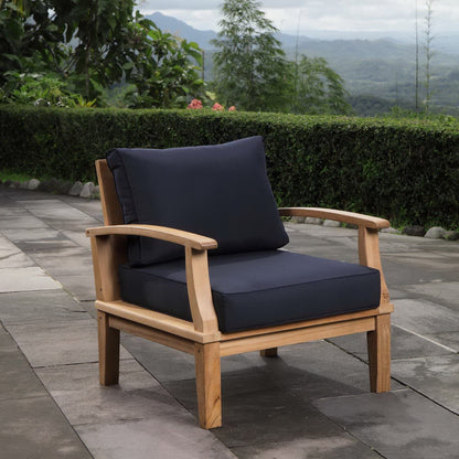 Marina Outdoor Patio Teak Armchair in Natural Navy by Modway (1143) Lounge Chair Modway 