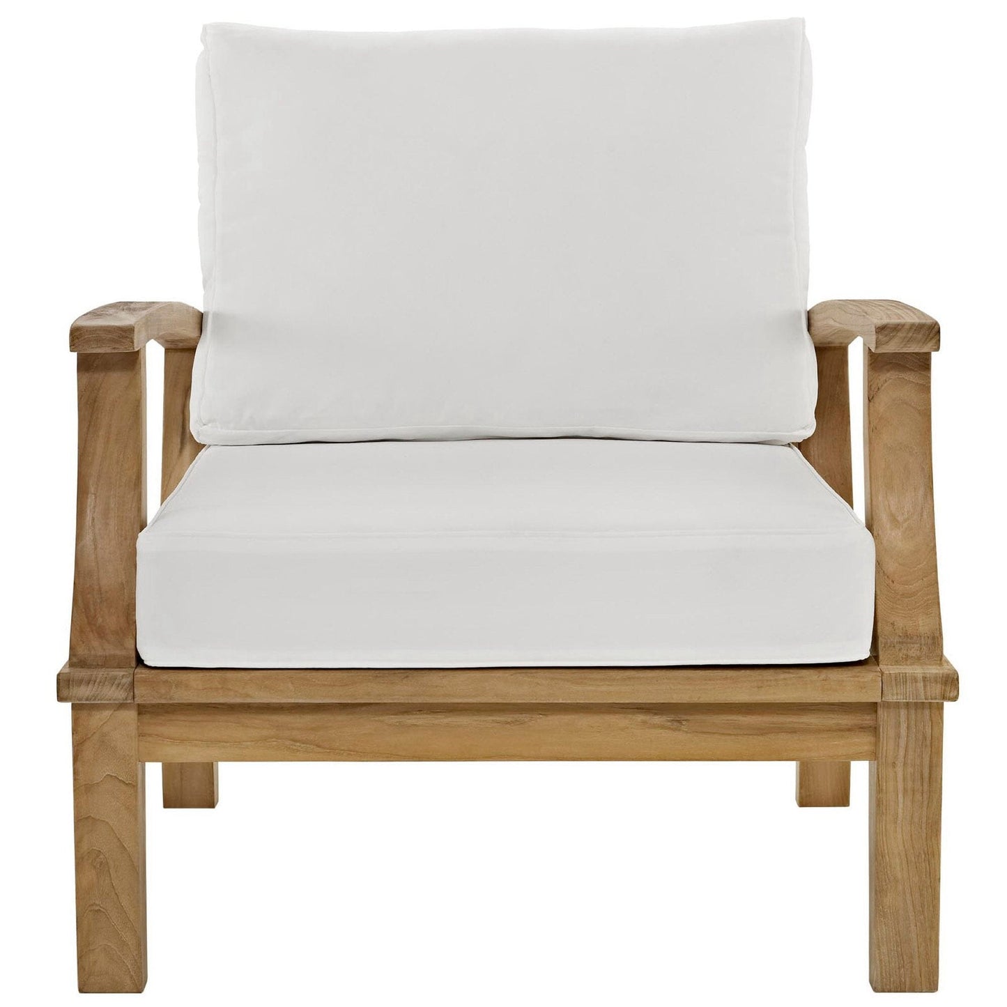 Marina Outdoor Patio Teak Armchair in Natural White by Modway (1143) Lounge Chair Modway 