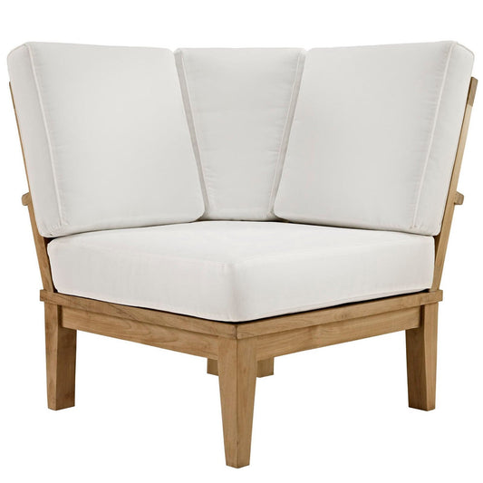 Marina Outdoor Patio Teak Armless Corner Sofa in Natural White by Modway (1146) Sectional Piece Modway 