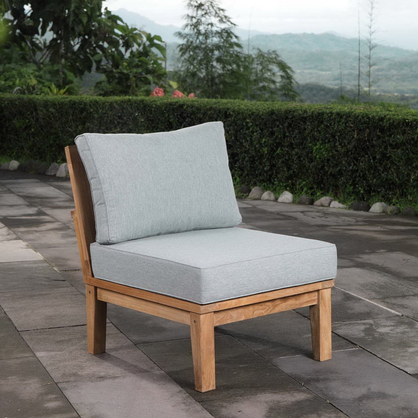Marina Outdoor Patio Teak Armless Sofa Chair in Natural Gray by Modway (1150) Sectional Piece Modway 