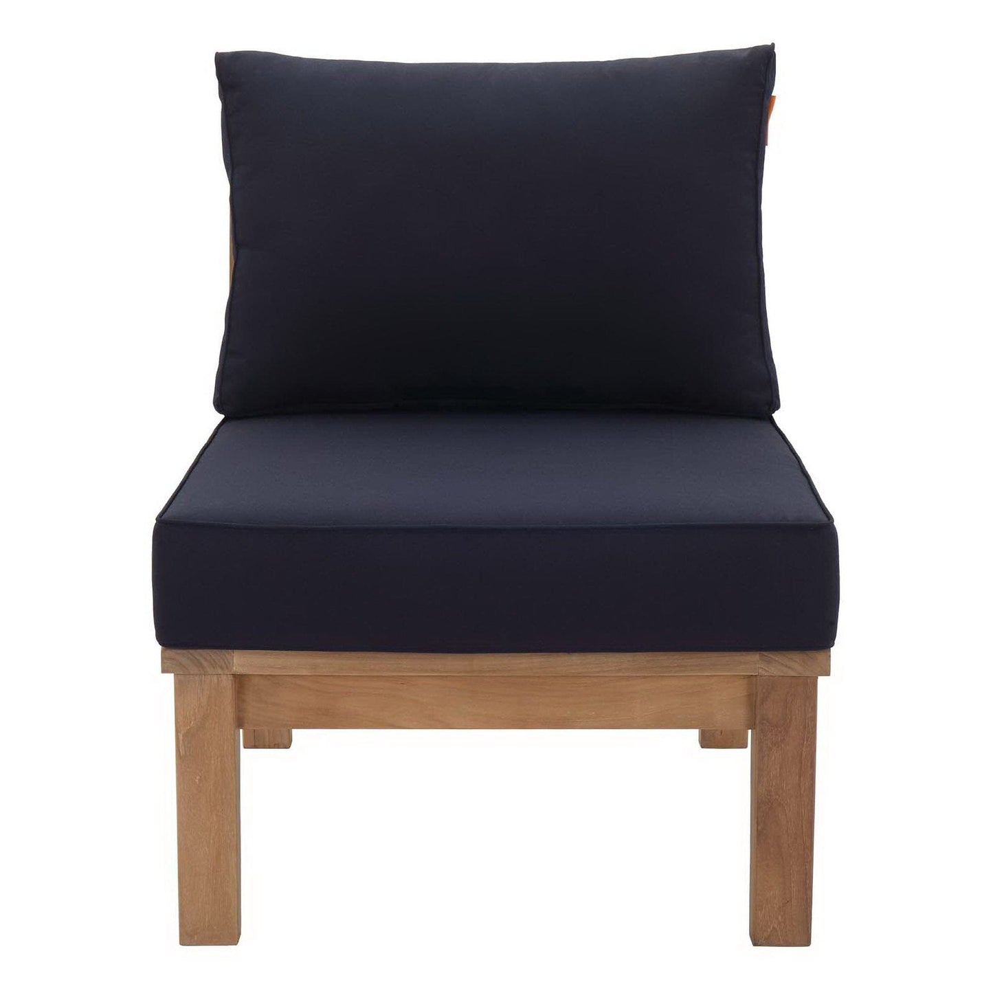 Marina Outdoor Patio Teak Armless Sofa Chair in Natural Navy by Modway (1150) Sectional Piece Modway 