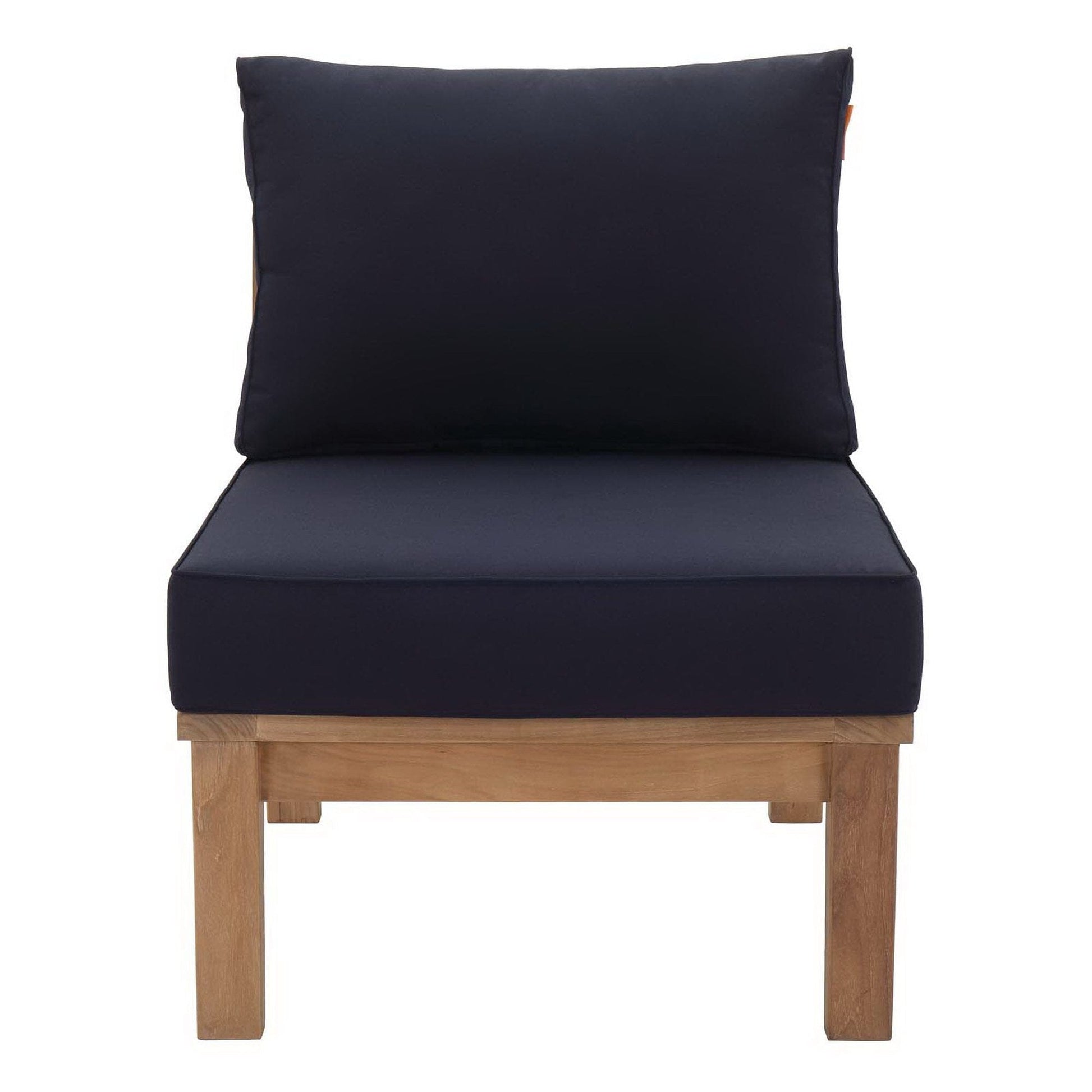 Marina Outdoor Patio Teak Armless Sofa Chair in Natural Navy by Modway (1150) Sectional Piece Modway 