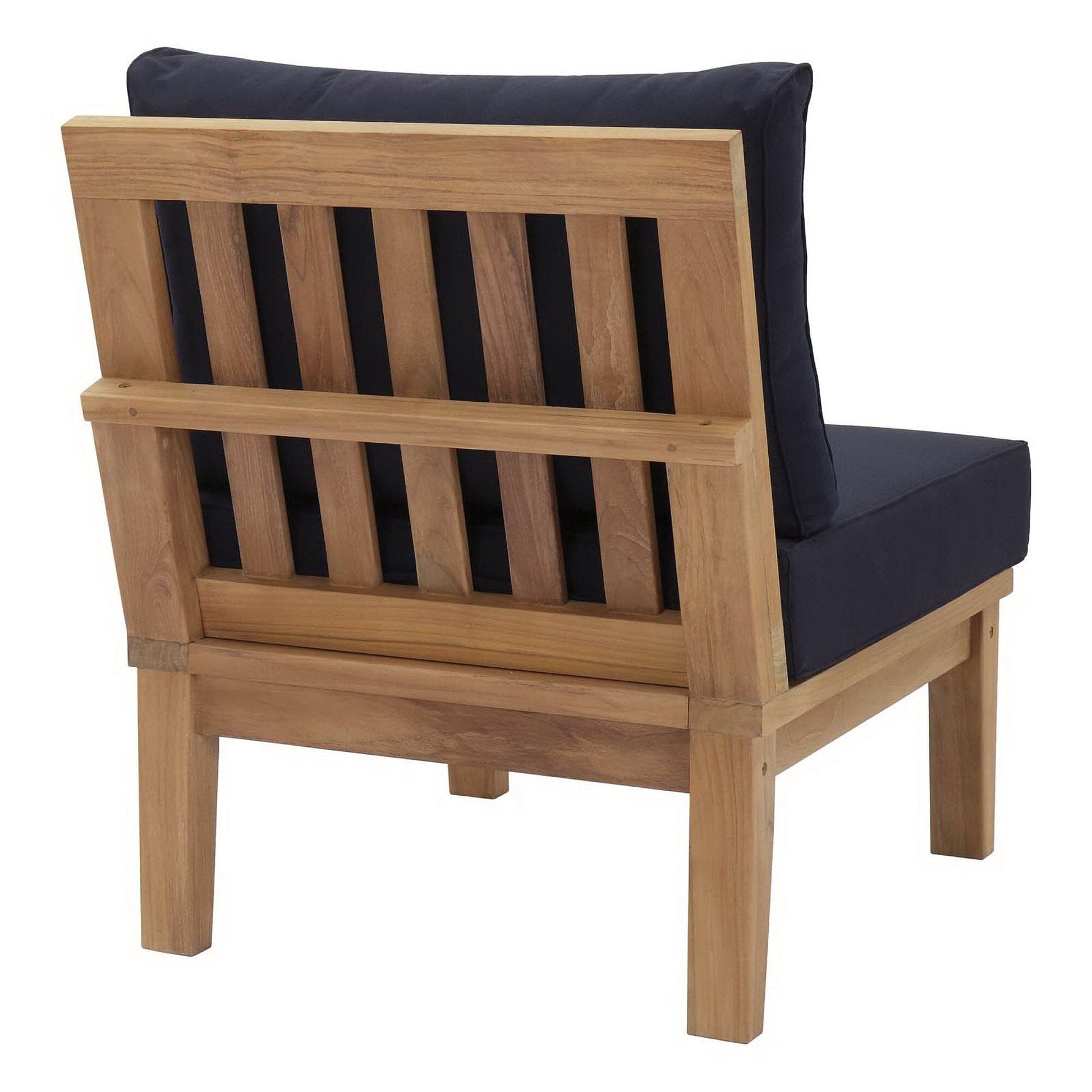 Marina Outdoor Patio Teak Armless Sofa Chair in Natural Navy by Modway (1150) Sectional Piece Modway 
