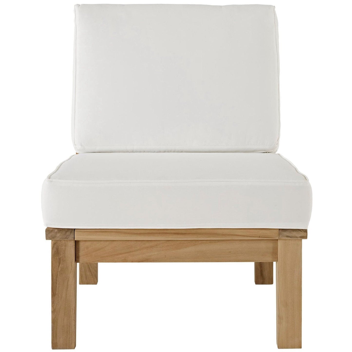 Marina Outdoor Patio Teak Armless Sofa Chair in Natural White by Modway (1150) Sectional Piece Modway 