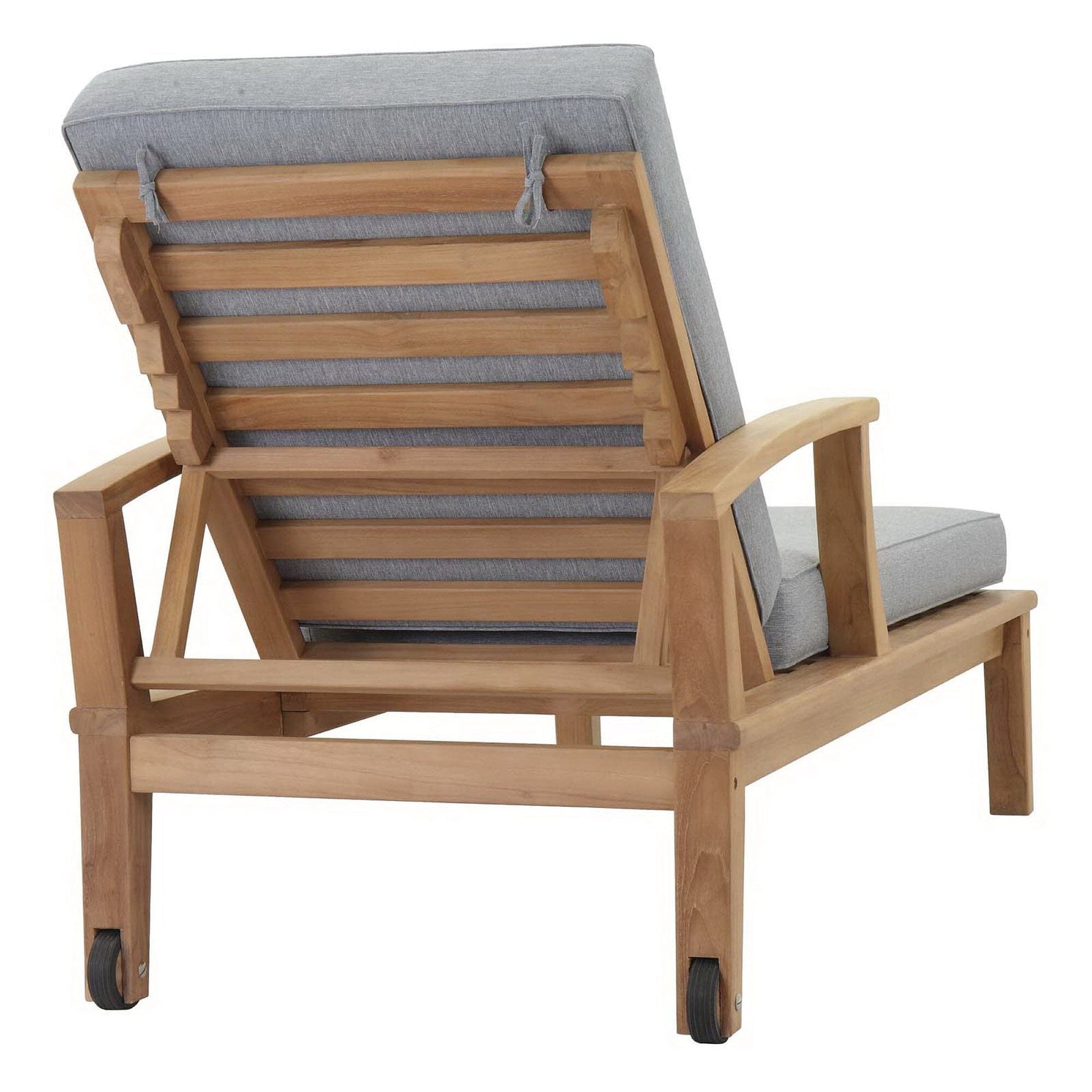 Marina Outdoor Patio Teak Chaise Lounge in Natural Gray by Modway (1151) Chaise Lounge Modway 