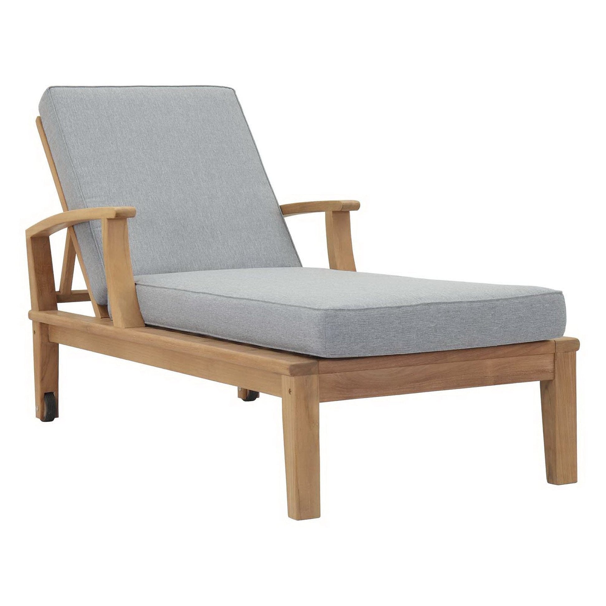 Marina Outdoor Patio Teak Chaise Lounge in Natural Gray by Modway (1151) Chaise Lounge Modway 