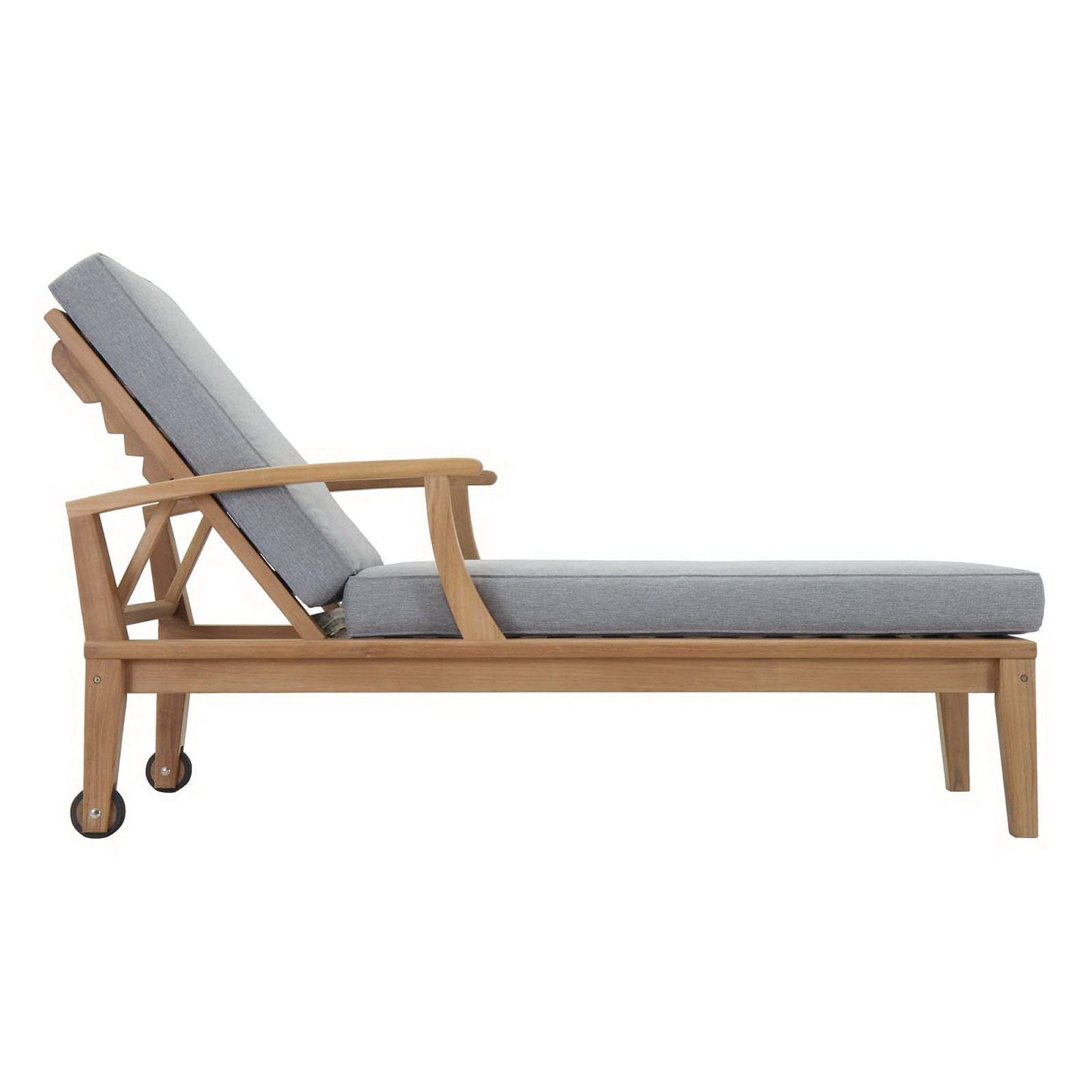 Marina Outdoor Patio Teak Chaise Lounge in Natural Gray by Modway (1151) Chaise Lounge Modway 